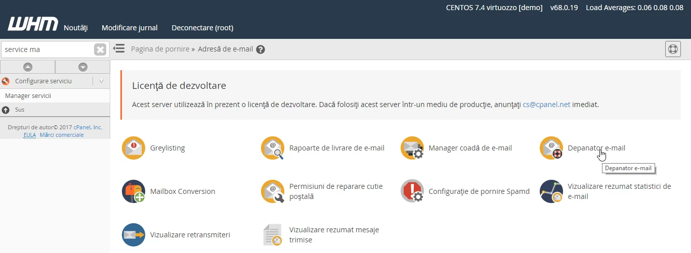 Depanator e-mail WHM