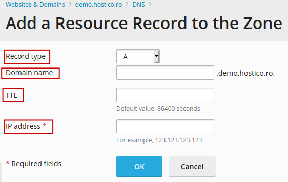 DNS Settings Plesk